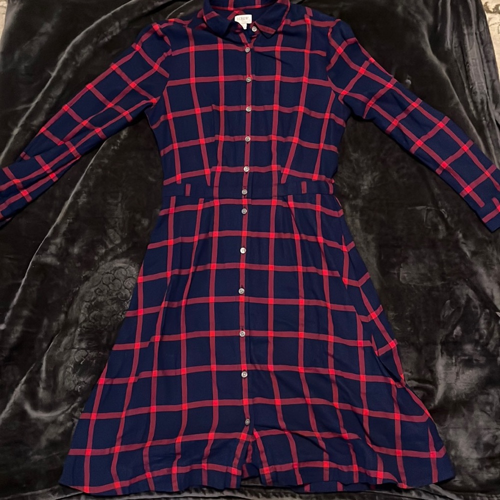 Jcrew, midi, a line, flannel dress